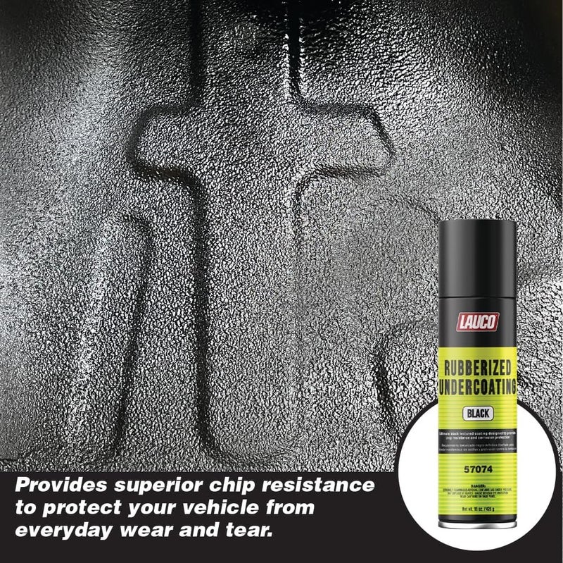 LAUCO Rubberized Undercoating Black Aerosol Spray – 15 Oz Can, Protective Coating for Metal, Plastic & Vehicle Undercarriage – Sound Deadener & Rust Protection (57074) - Image 5